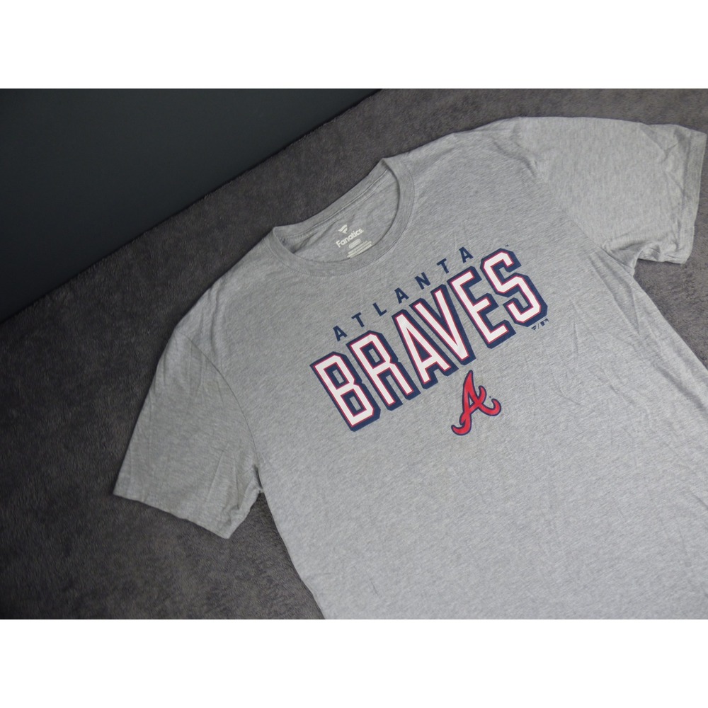 Atlanta Braves MLB Mens XL Gray Graphic T-Shirt Short Sleeve Crewneck Fanatics